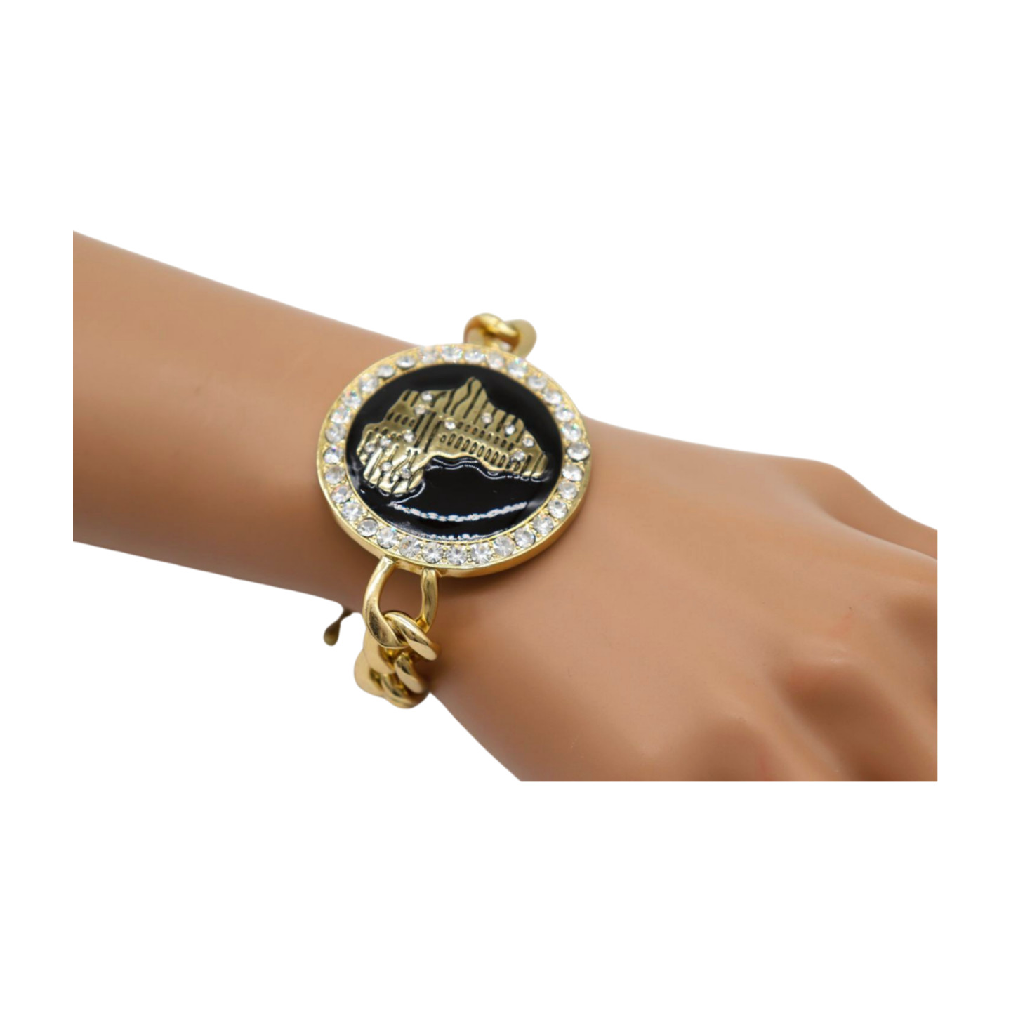 Women Hip Hop Fashion Jewelry Bracelet Gold Metal Chain Africa Continent Charm