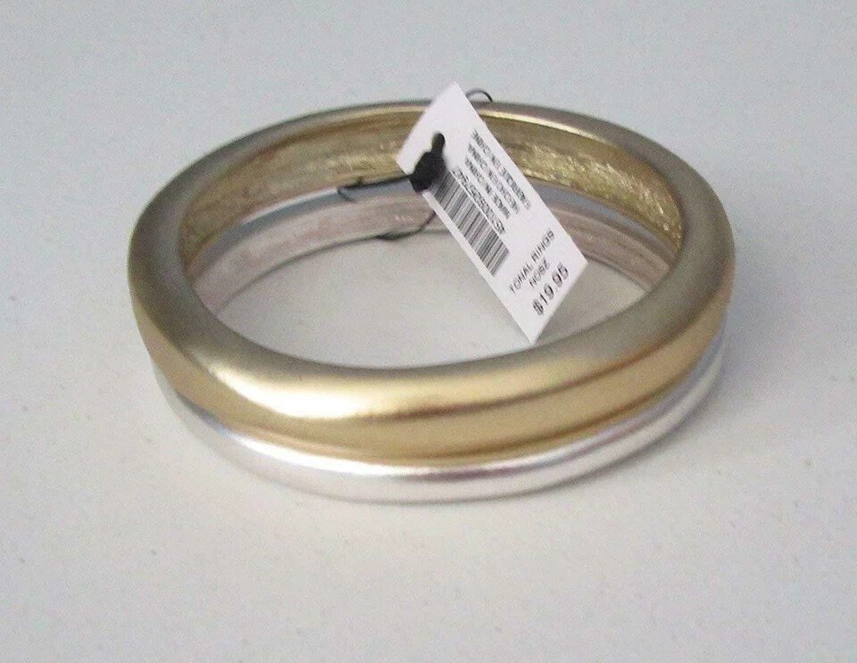 Chico’s Jewelry Fashion Gold and Silver Two Bangle Bracelet Set