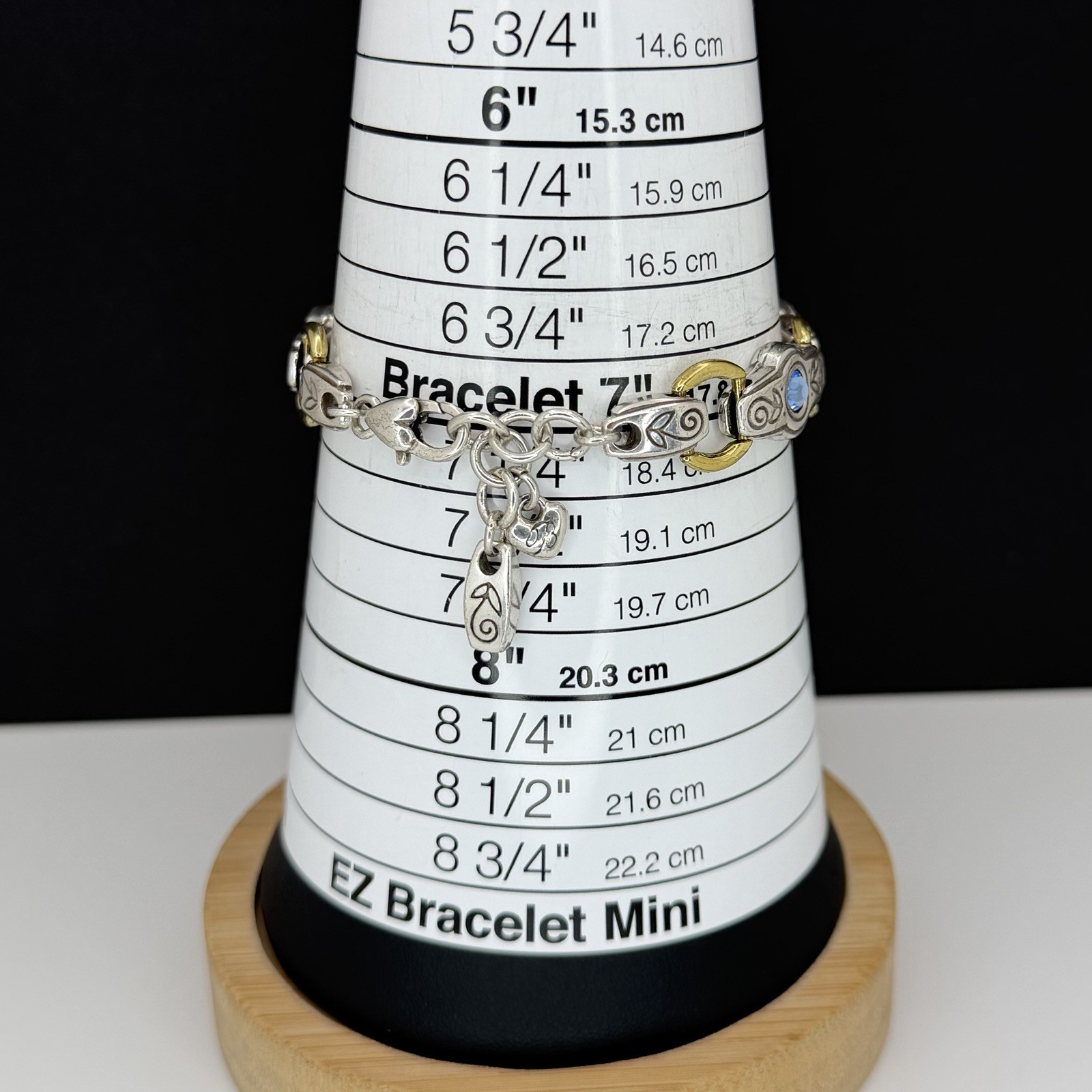 Brighton Celestial Blue Crystal Link Bracelet Silver & Gold Tone Adjustable