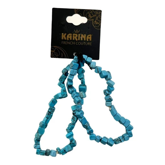 Set Of 2 Turquoise Beaded Stretch Bracelet Men And Women Unisex, Great Gift!!!!
