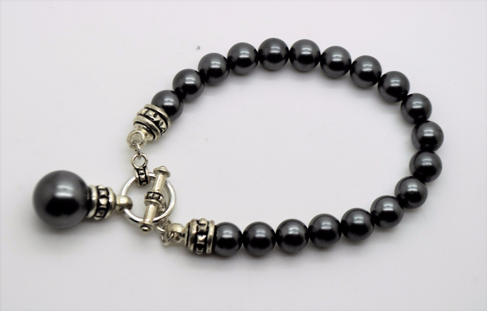 AB023 Bohemian Style High-quality Hematite color Pearls Fashion Toggle Bracelet