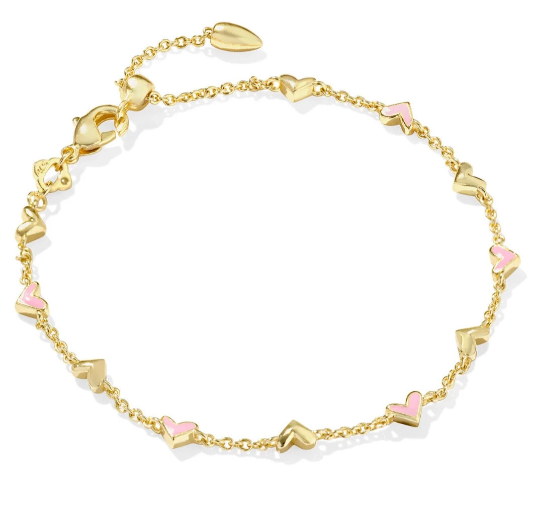 💗✨NEW✨ Kendra Scott ✨Haven Gold Chain Bracelet in Pink Enamel Hearts💗