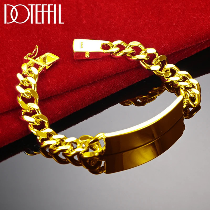 925 Sterling Silver 10mm Men Chain Geometric Bracelet Luxury Fashion Jewelry