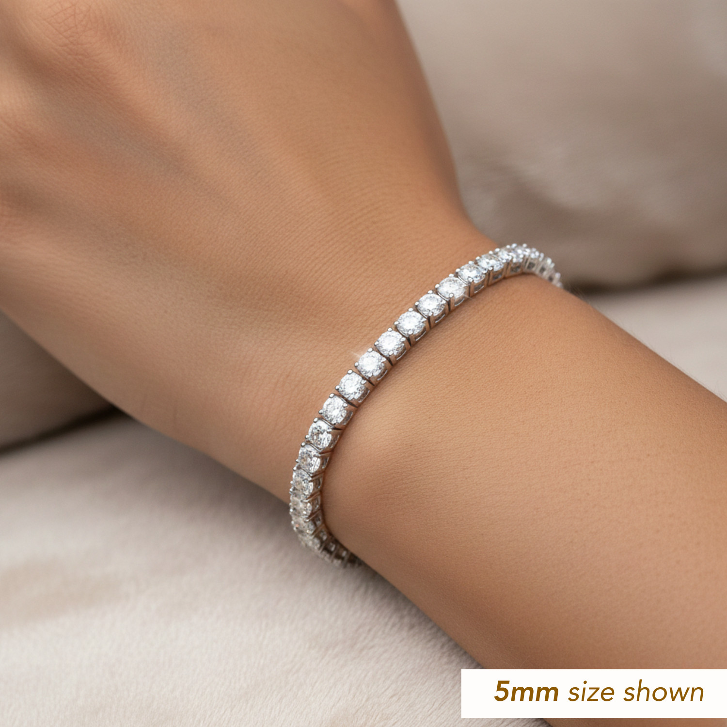 925 Solid Sterling Silver Round Brilliant CZ Tennis Bracelet 2.5mm 3mm 4mm 5mm