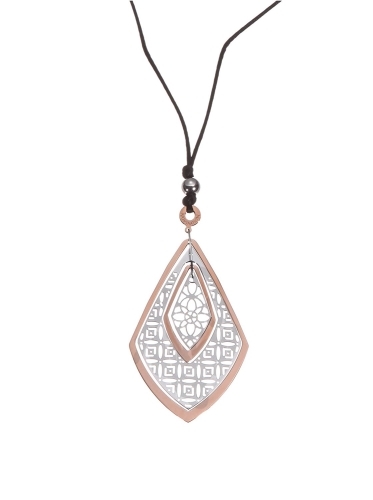 NOMINATION ITALY STERLING SILVER NECKLACE W/ LG ROSE GOLD PENDANT 140521-016