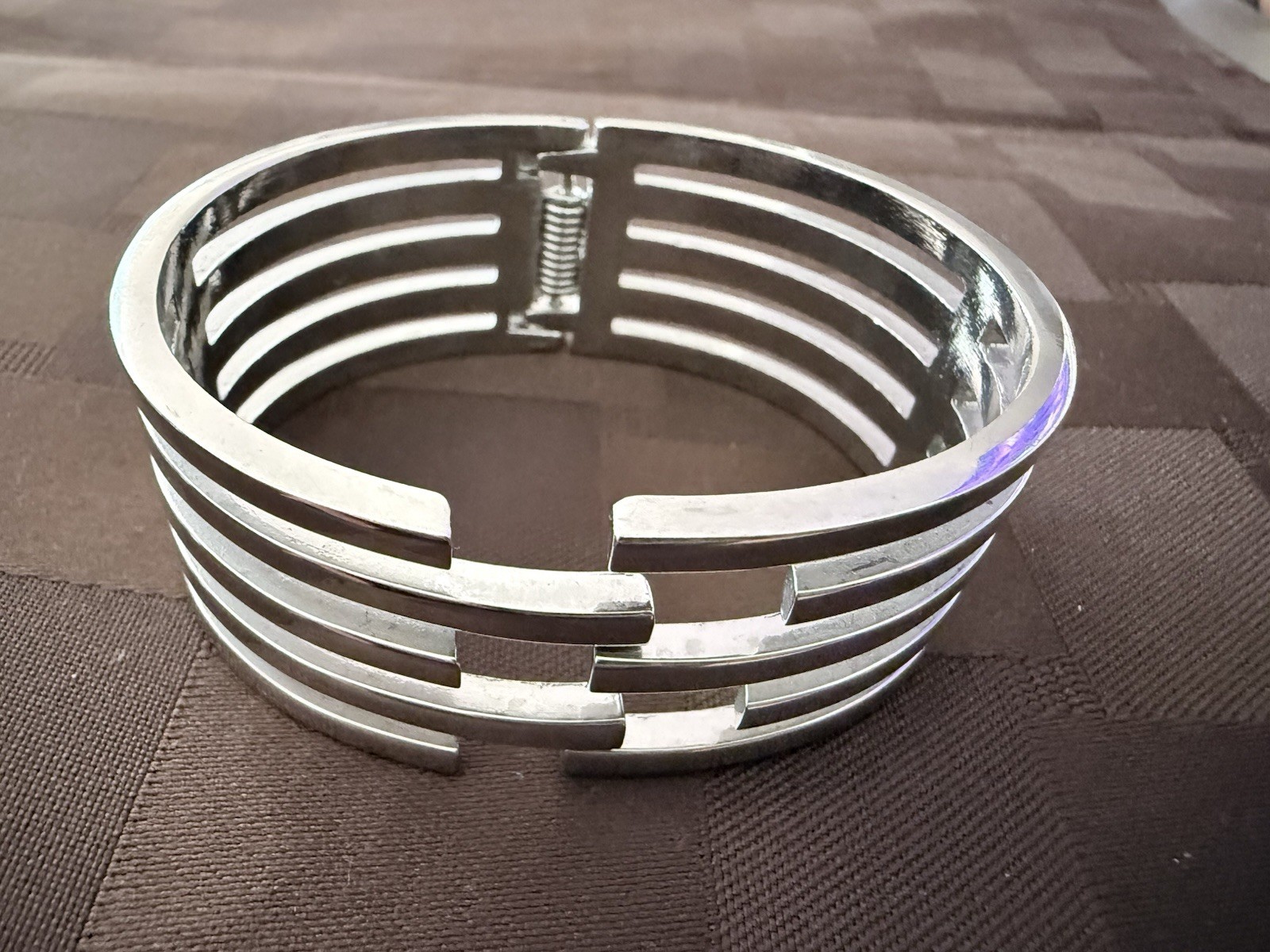 Heavy Multi-Strand Silver Cuff Bracelet – Chunky Hinged Geometric, 62gm