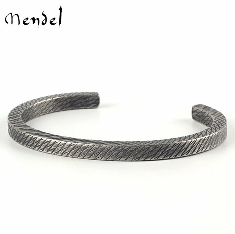MENDEL Cool Fashion 6.5 Inch Mens Stainless Steel Bangle Bracelet Cuff For Men