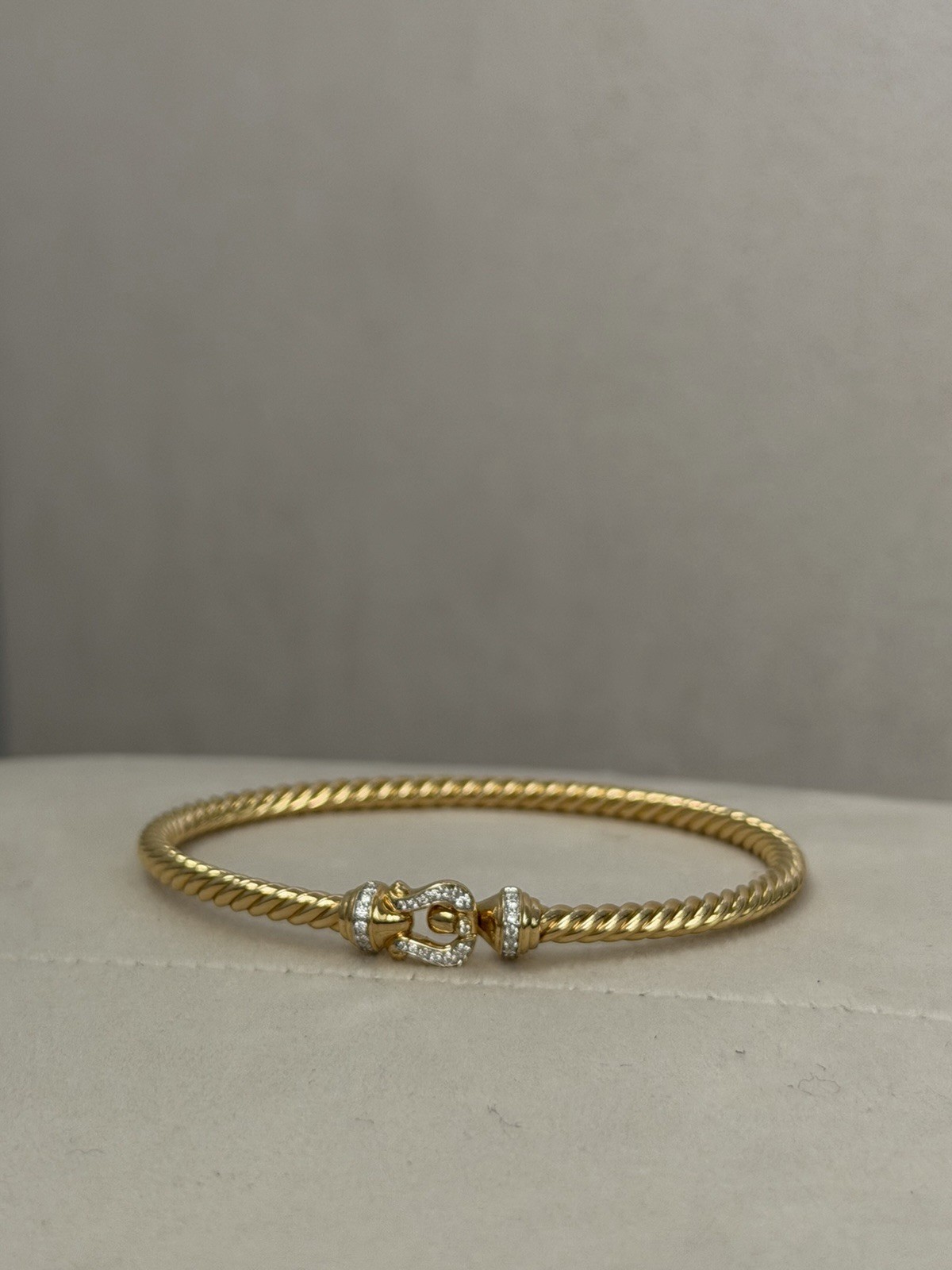 David Yurman Buckle Cablespira 18K Yellow Gold with Pavé Diamonds
