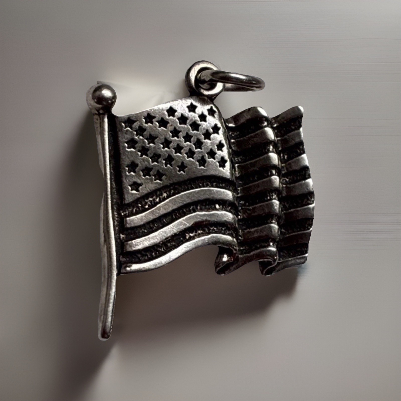 VTG 925 Solid Sterling Silver USA Flag Charm United States America Pendant