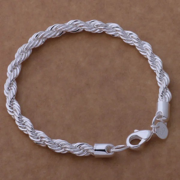 925 Sterling Silver Bracelet Bead Chain Women Wedding Engagement Gift