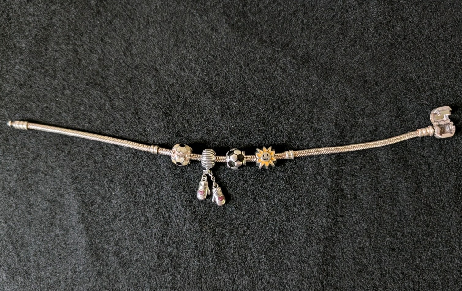 PANDORA Sterling Silver Snake Chain Charm Bracelet With 4 “Season” Themed Charms