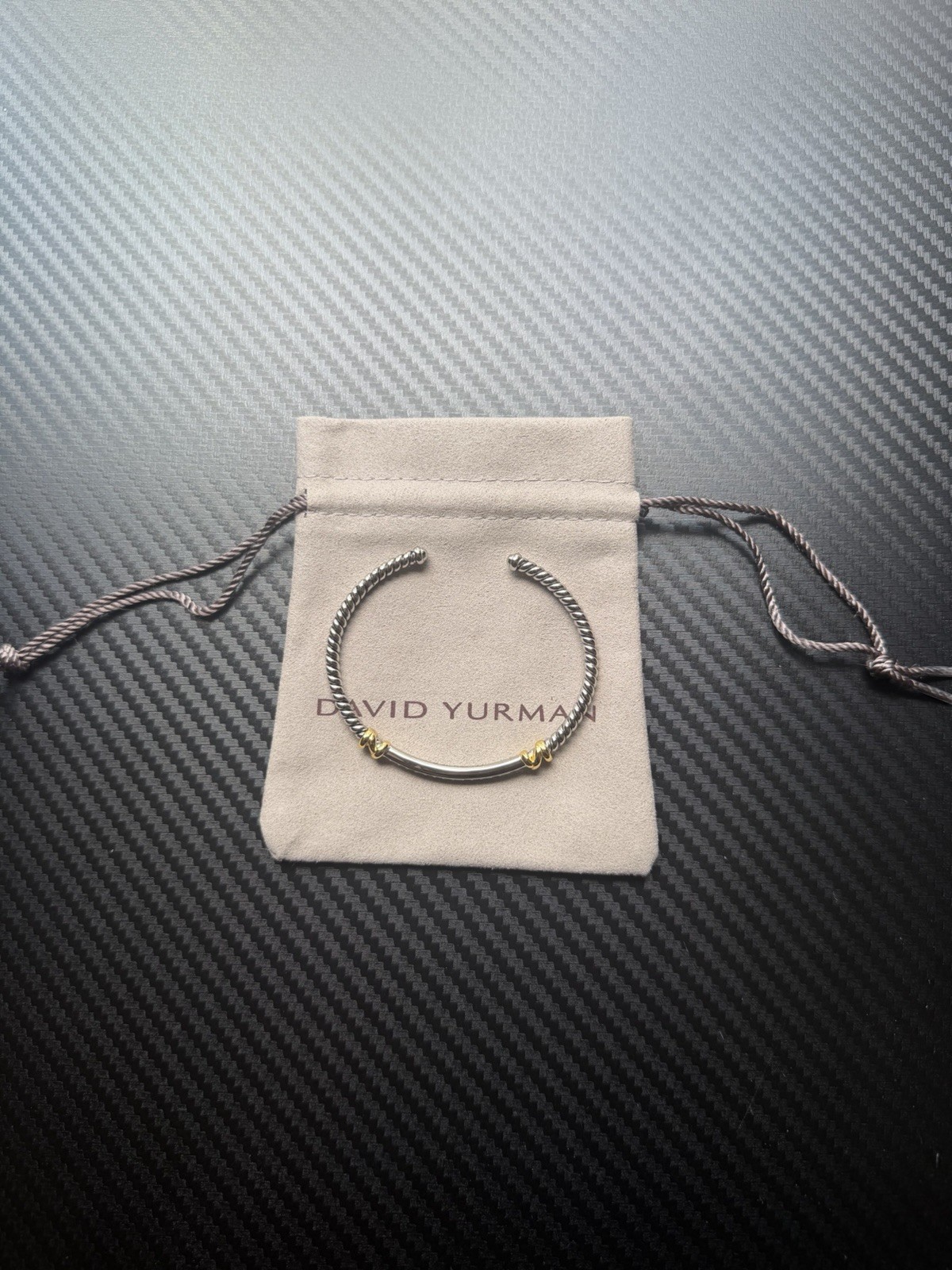 David Yurman Helena Bracelet Cuff Sterling Silver w/ 18K Gold & Diamonds sz M