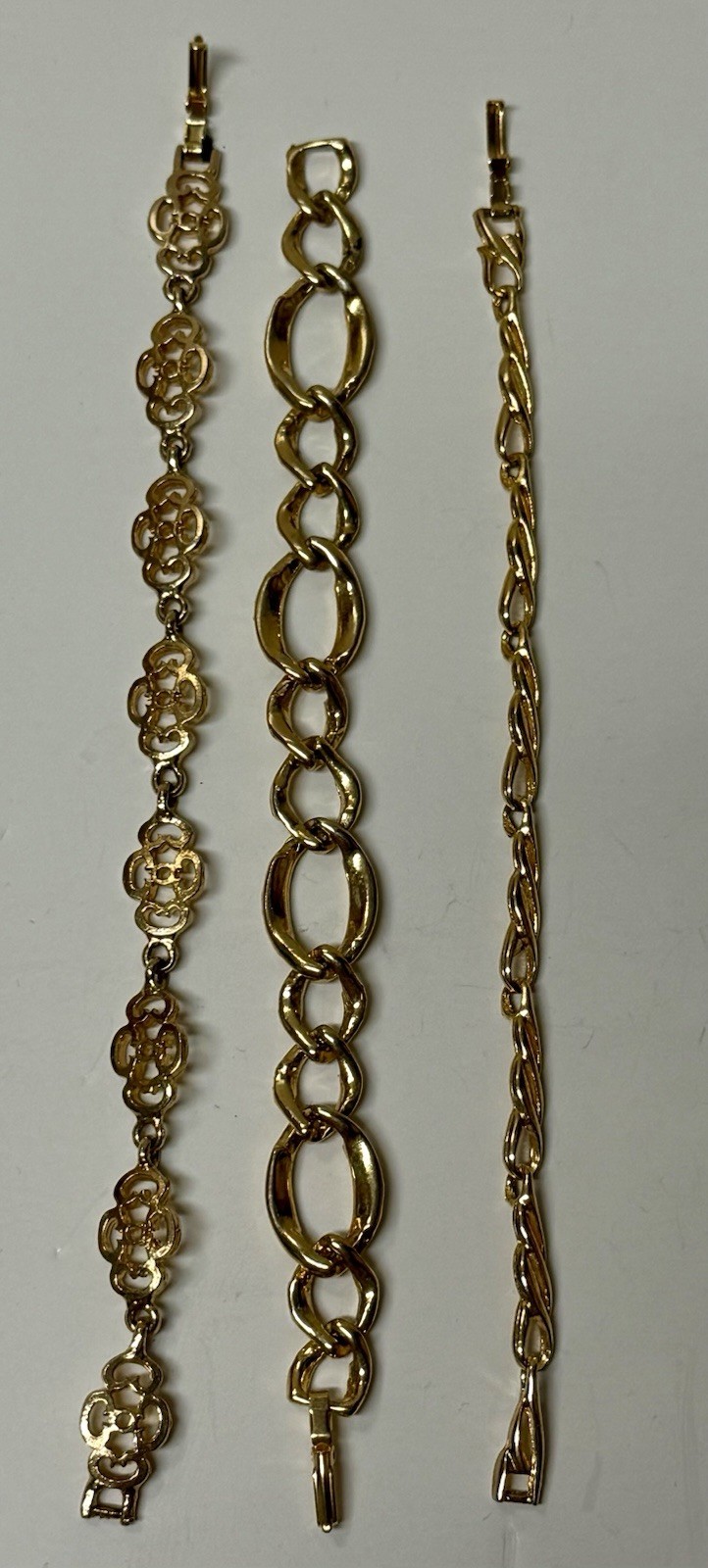 Combined Shipping Lot Three Gold Tone Bracelets #48