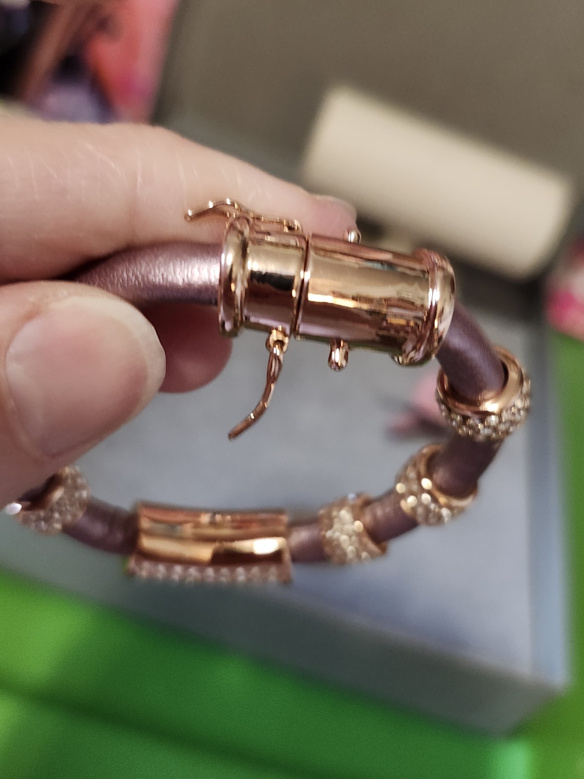 Joan Boyce Bracelets Lot Charmed 4 Sure Pink Faux Leather Courage Rosetone Metal