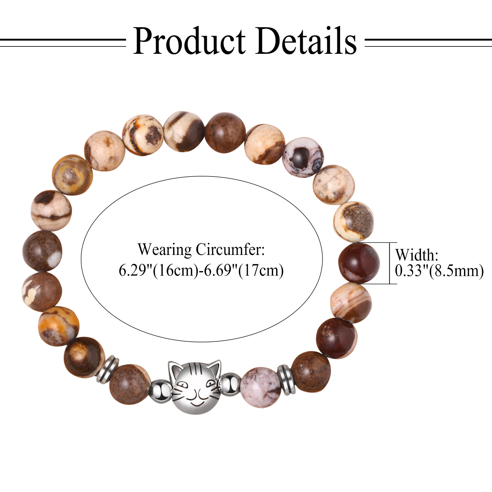Cat Lover Beads Elastic Bracelet Yoga Meditation Healing Bangle for Women Girls