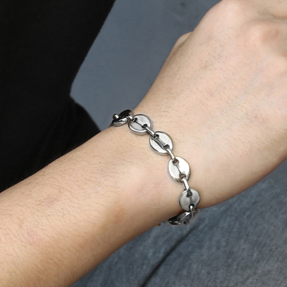 Fashion Mens Women Stainless Steel Silver/Gold Coffee Beans Chain Bracelet 7-11″