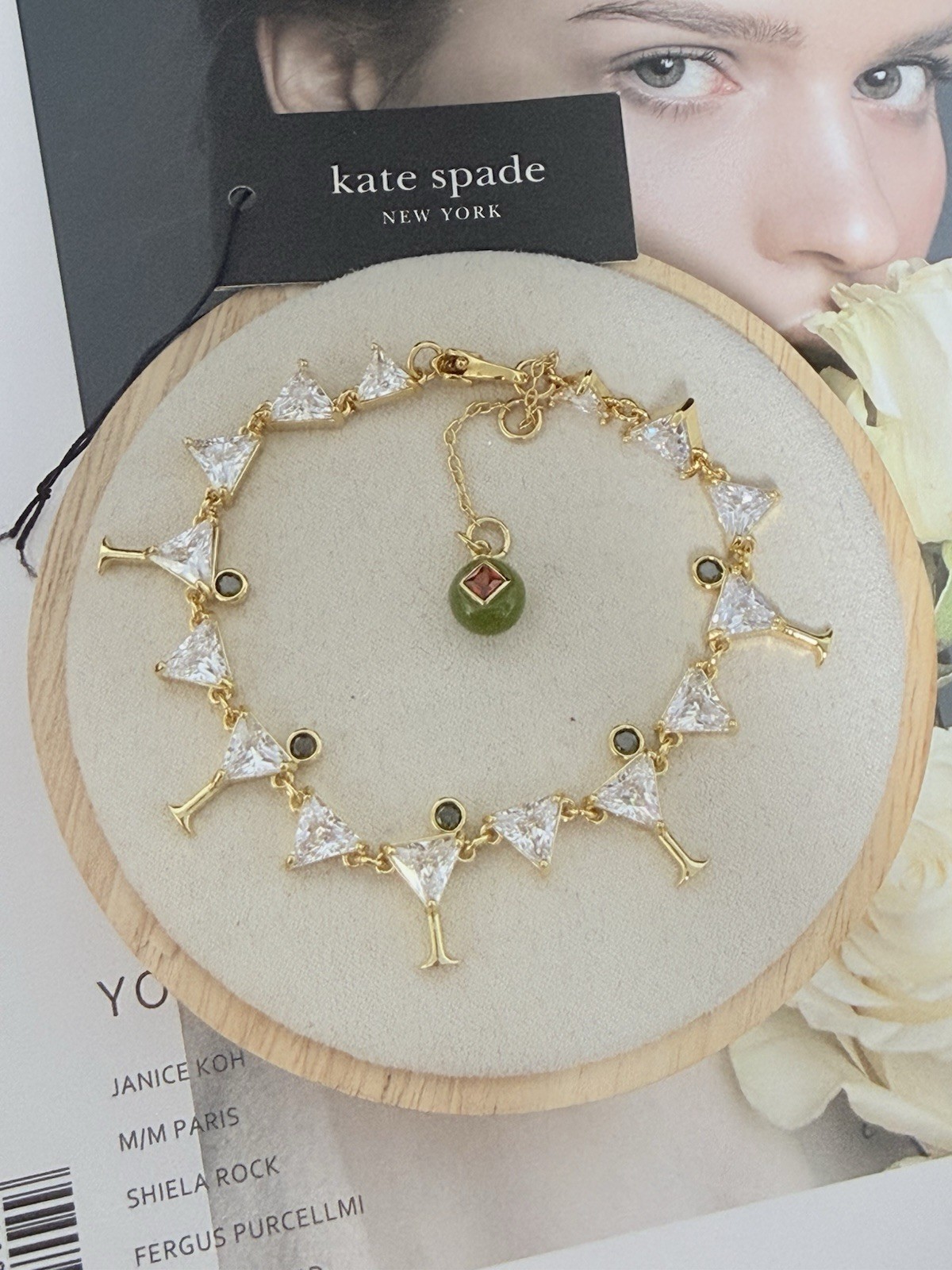 Kate Spade Shaken Or Stirred Martini Glass Tennis Bracelet NWT