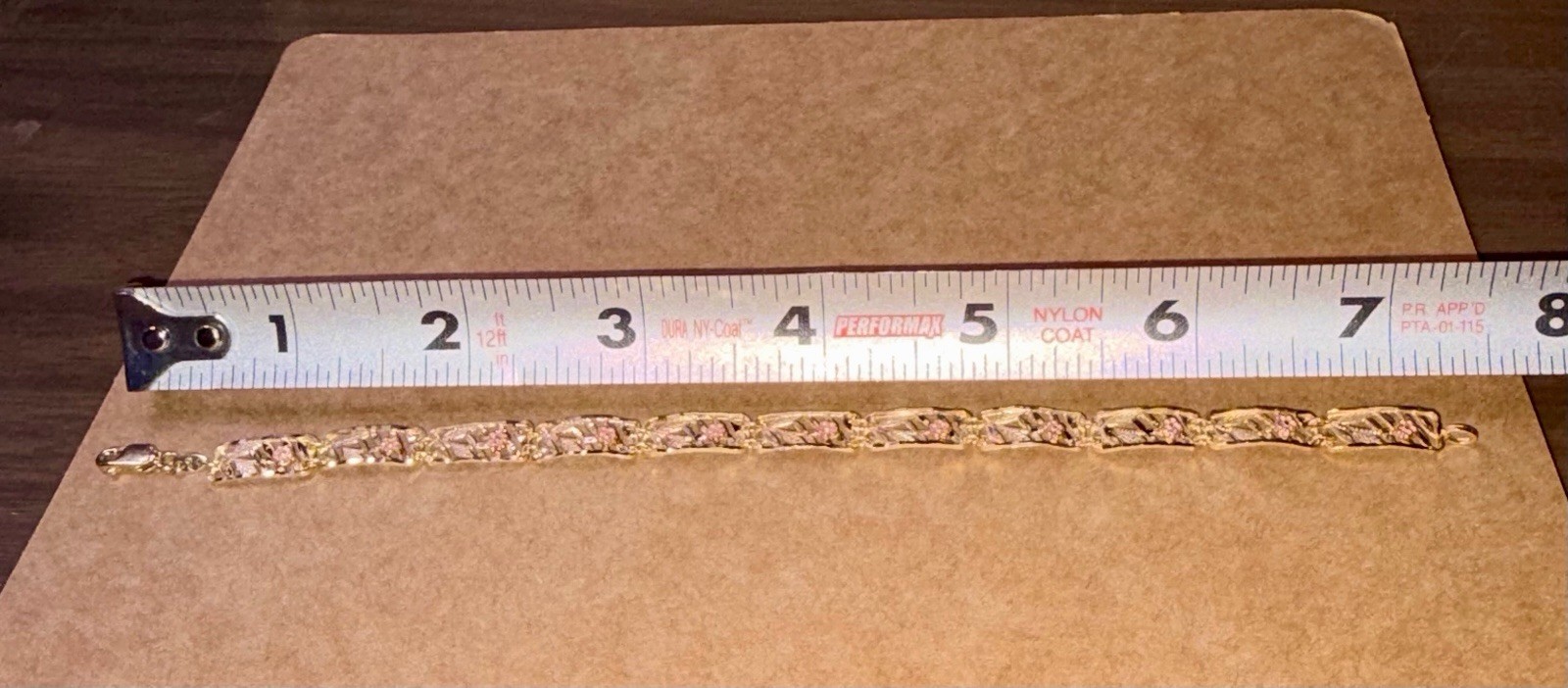 Vintage 10k Two Tone Yellow & Rose Gold Diamond Cut Floral Link Bracelet- 7 inch