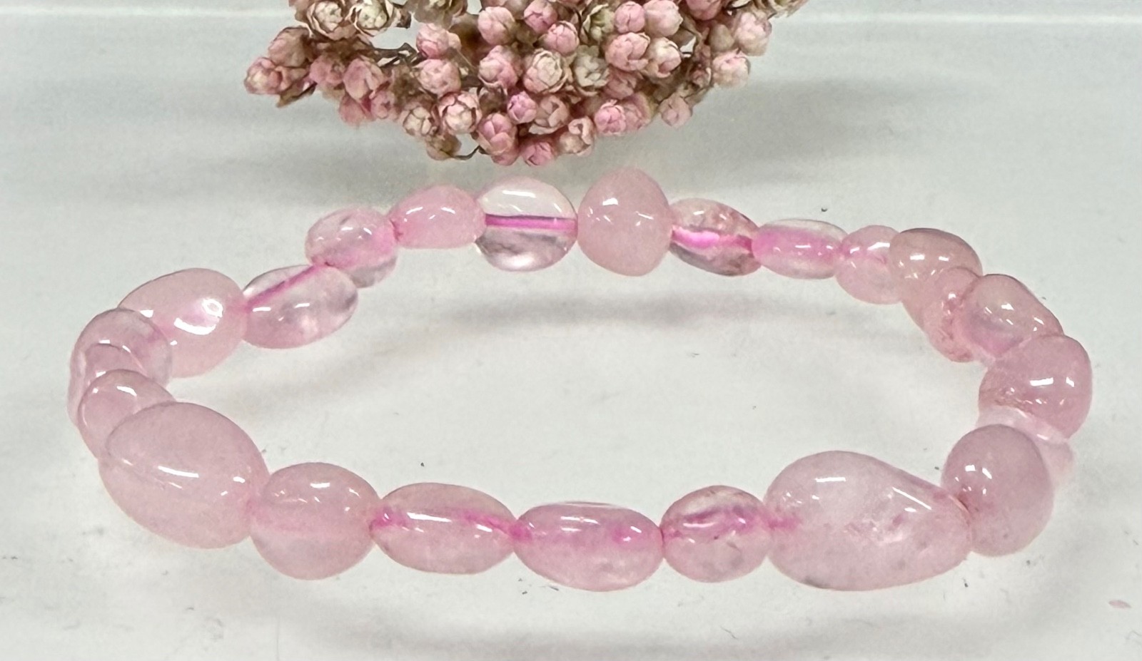 Wholesale 6 Pcs Rose Quartz Tumble Natural Crystal Bracelet 7.5”