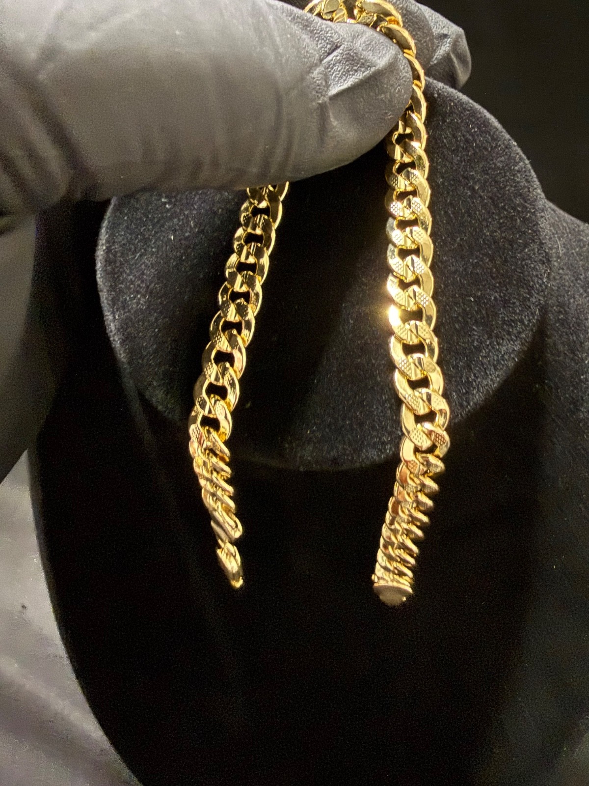 concave cuban gold layered bracelet 9 inch 6.5 mm lobster clasp
