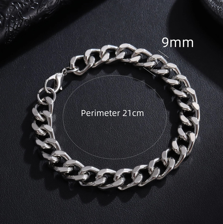 1pc Cuban Link Stainless Steel Bracelet – Classic Chain Jewelry for Men & Women