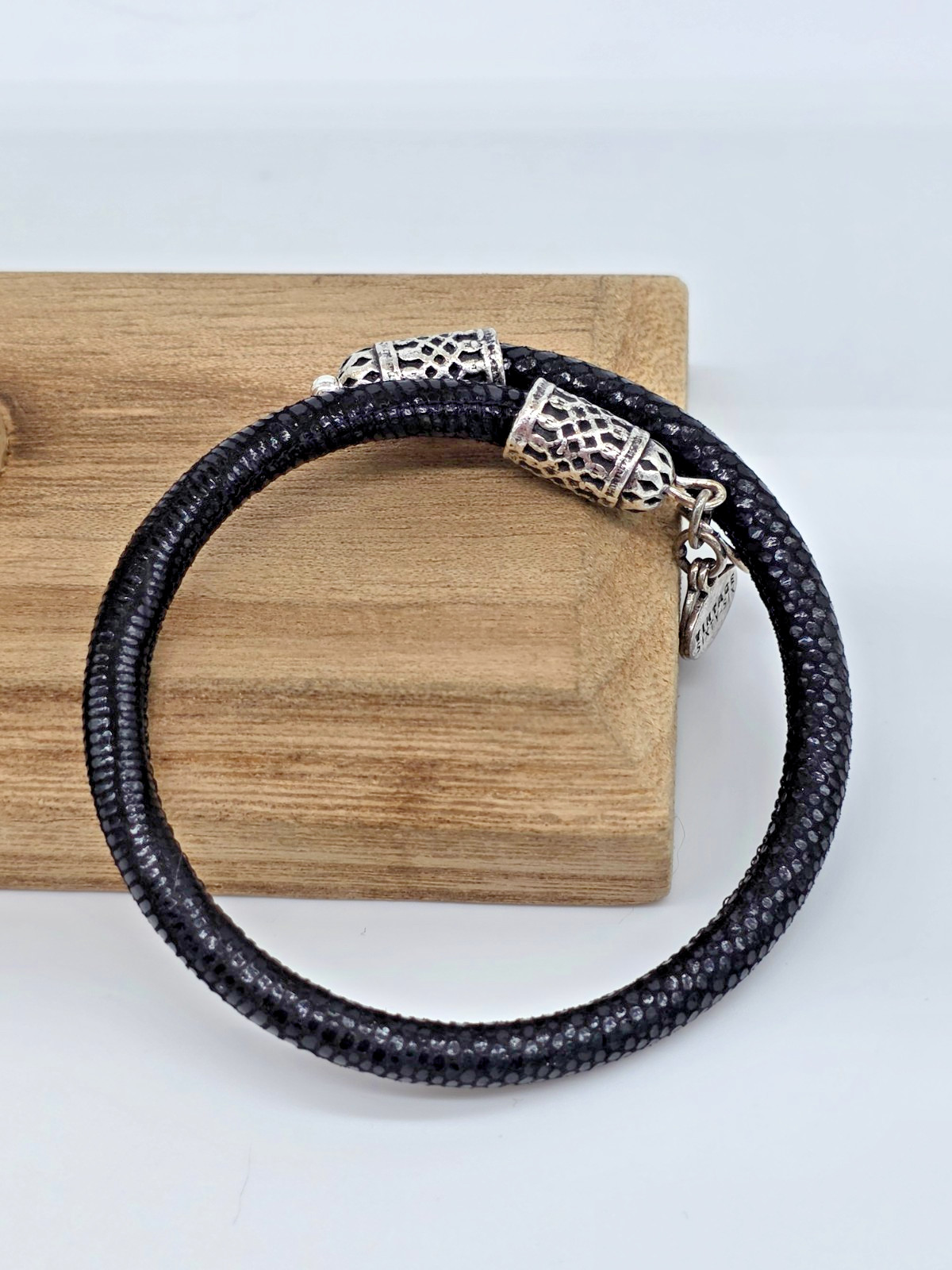 Alex and Ani MYSTIC TERRAIN Vintage Sixty Six Black Snake Skin Leather Wrap