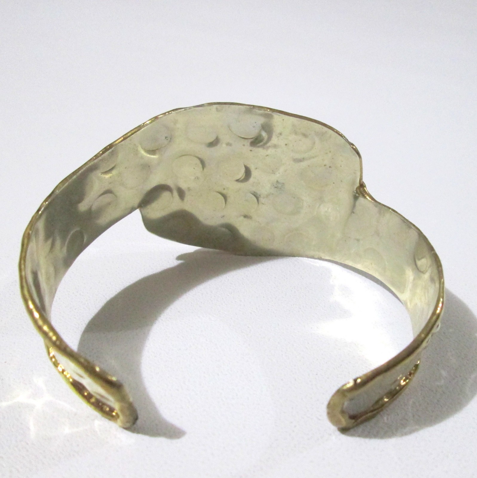 Vintage Handmade Mixed Metal Cuff Bracelet Black Cabochon
