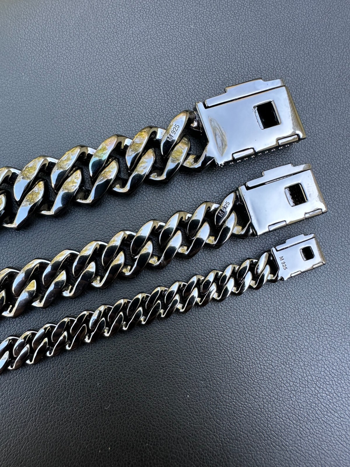 MOISSANITE Real Miami Cuban Link Prong Bracelet Black Rhodium Solid 925 Silver