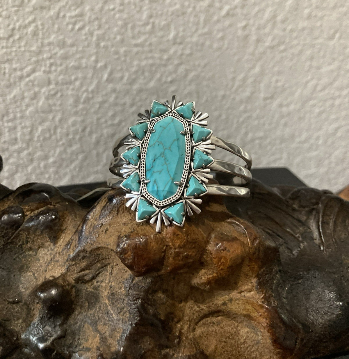 Kendra Scott Havana Turquoise Vintage Silver Cuff Bracelet Yellow Rose NWT