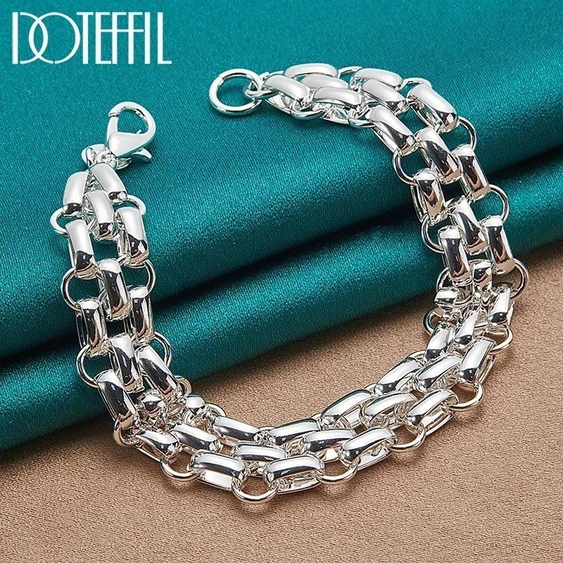925 Sterling Silver Chain Bracelet for Women Men Solid Charms Party Wedding Gift