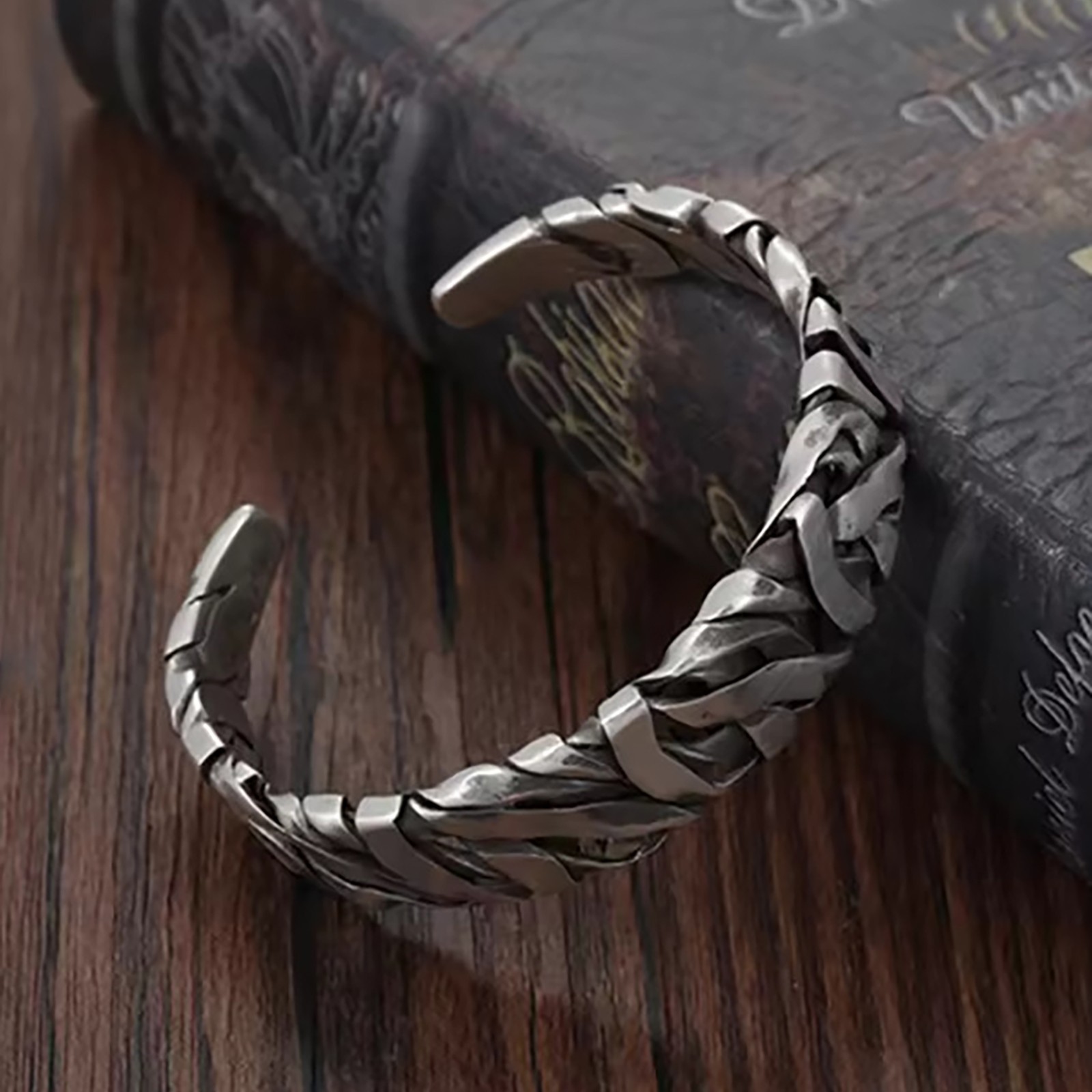 Vintage Twisted Weave Open Bangle Retro Industrial Cuff Bracelet Men Gift Jewelr