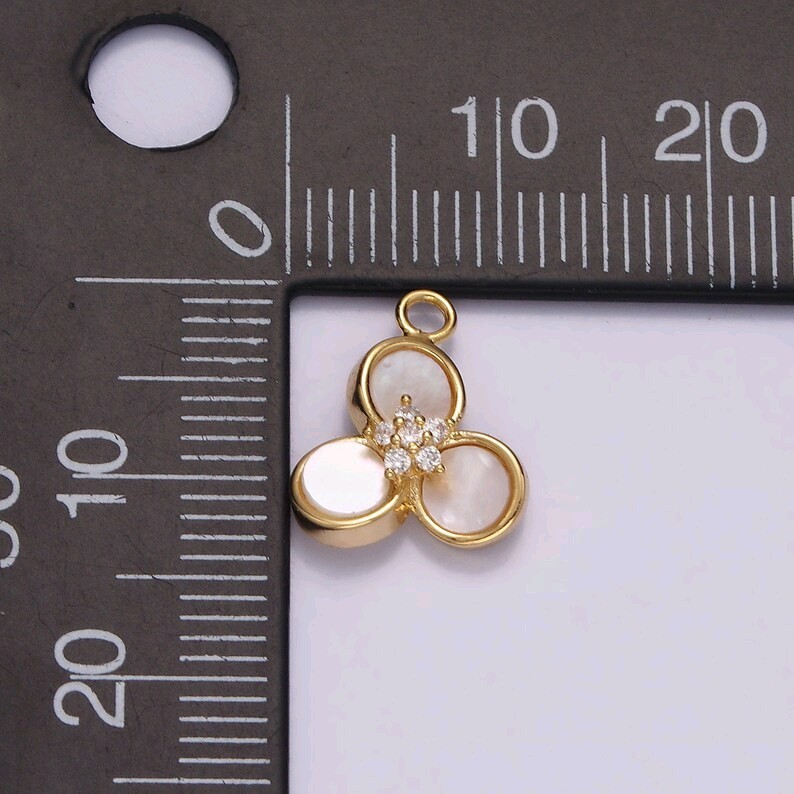 16k Gold Filled Floral Bezel Pearl Connector, Mini Flower Charm Link for DIY Bra