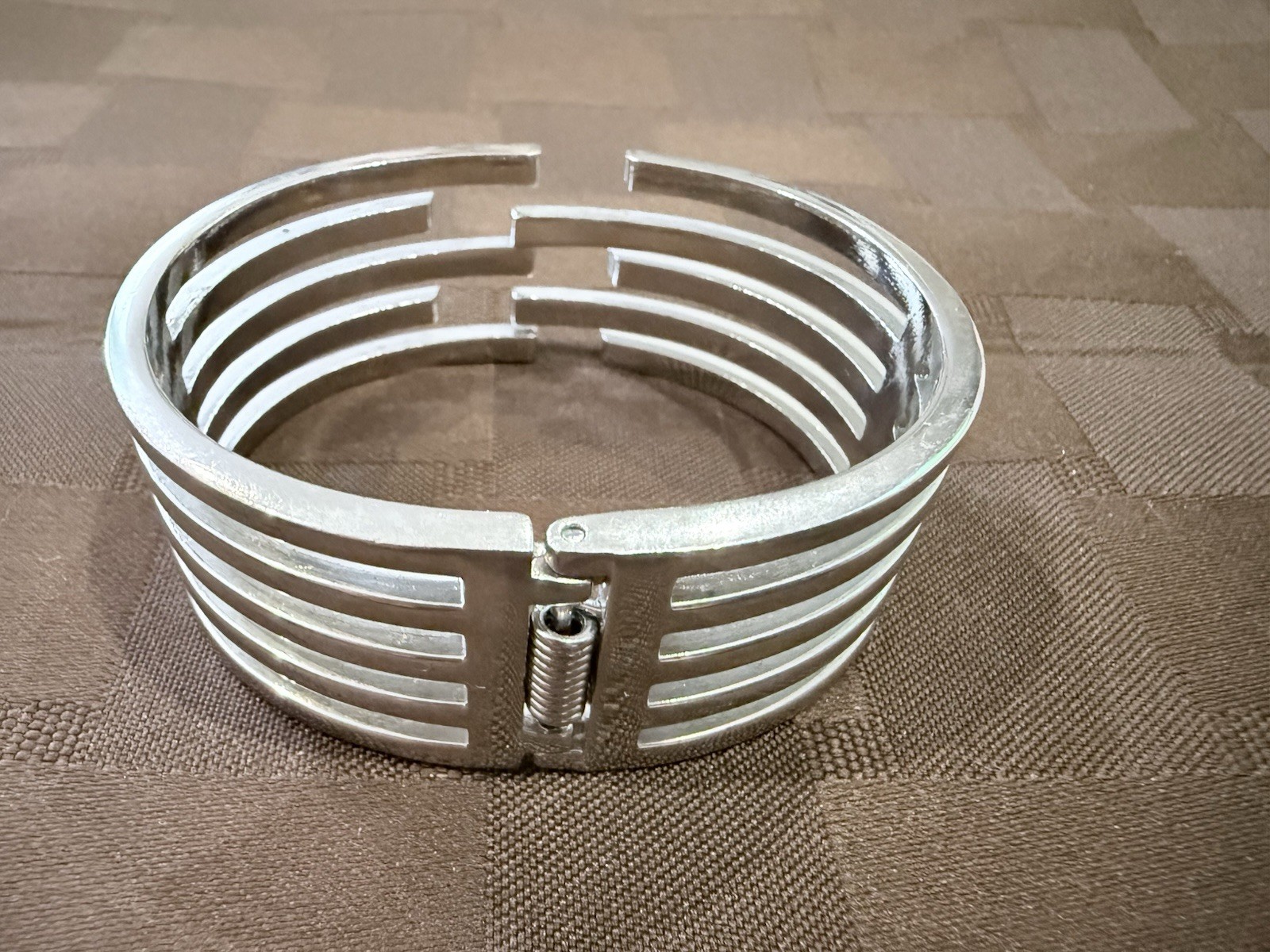 Heavy Multi-Strand Silver Cuff Bracelet – Chunky Hinged Geometric, 62gm