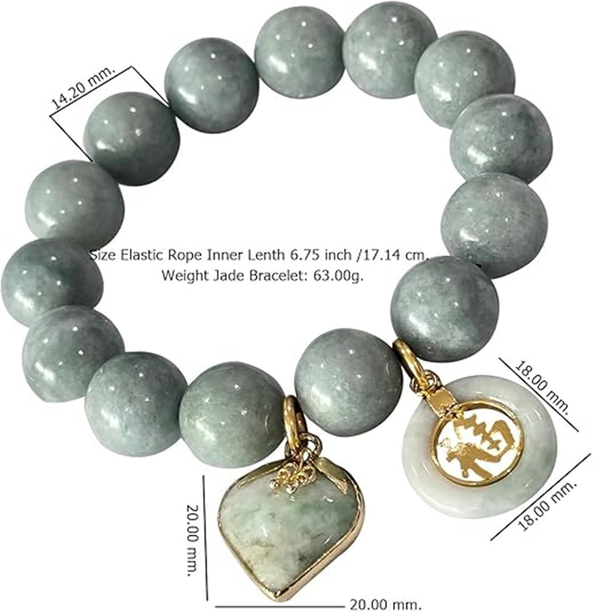 Jade Bracelets Bangle Round Real Natural Green Gems Jewelry Healing Energy Women