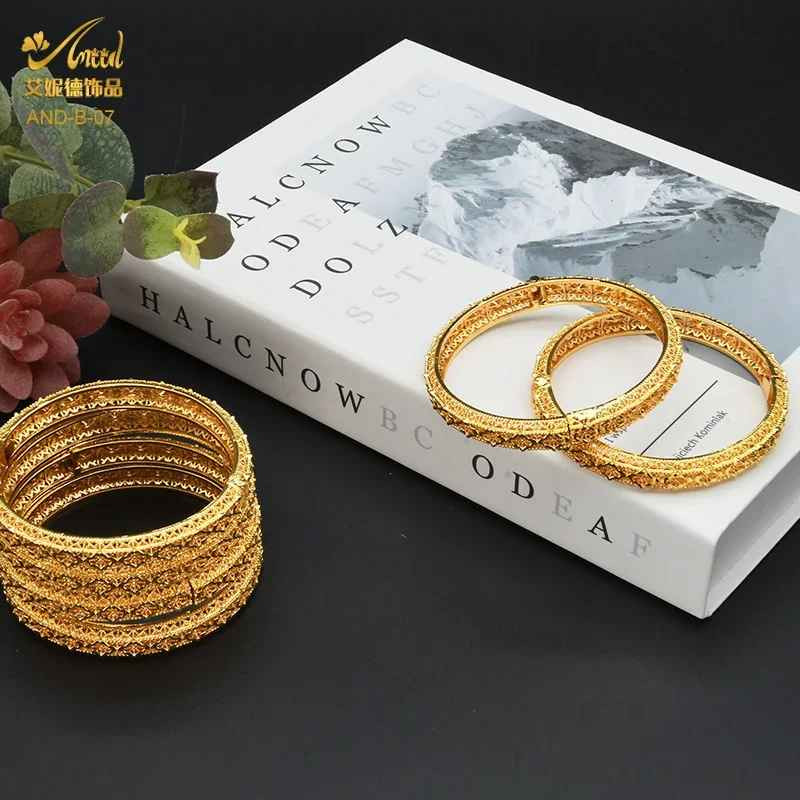 Bangles For Women Indian Jewelry Gold Color Bracelets Dubai Design Brand Luxury
