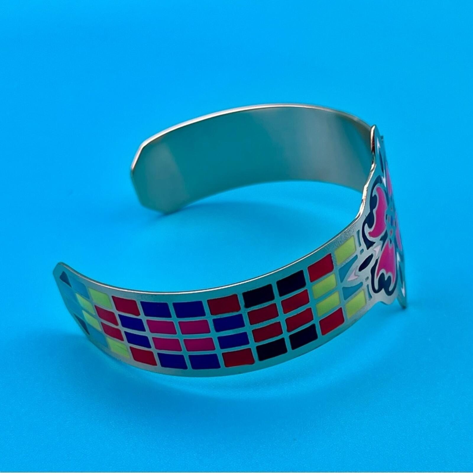 nOir | Metal & Enamel | Floral & Geometric Metal Cuff | OS