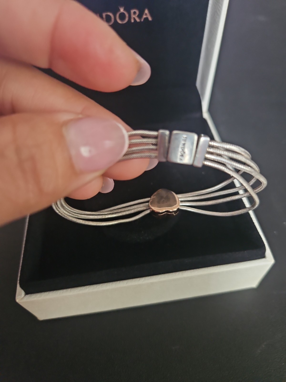 PANDORA Reflexions BRACELET & Pavé Rose charm gift 17cm