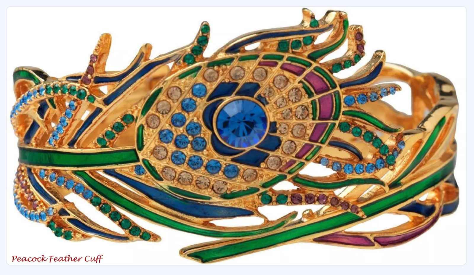 Peacock Feather Set , 18K Gold Overlay Czech and Austrian Crystals, MMA