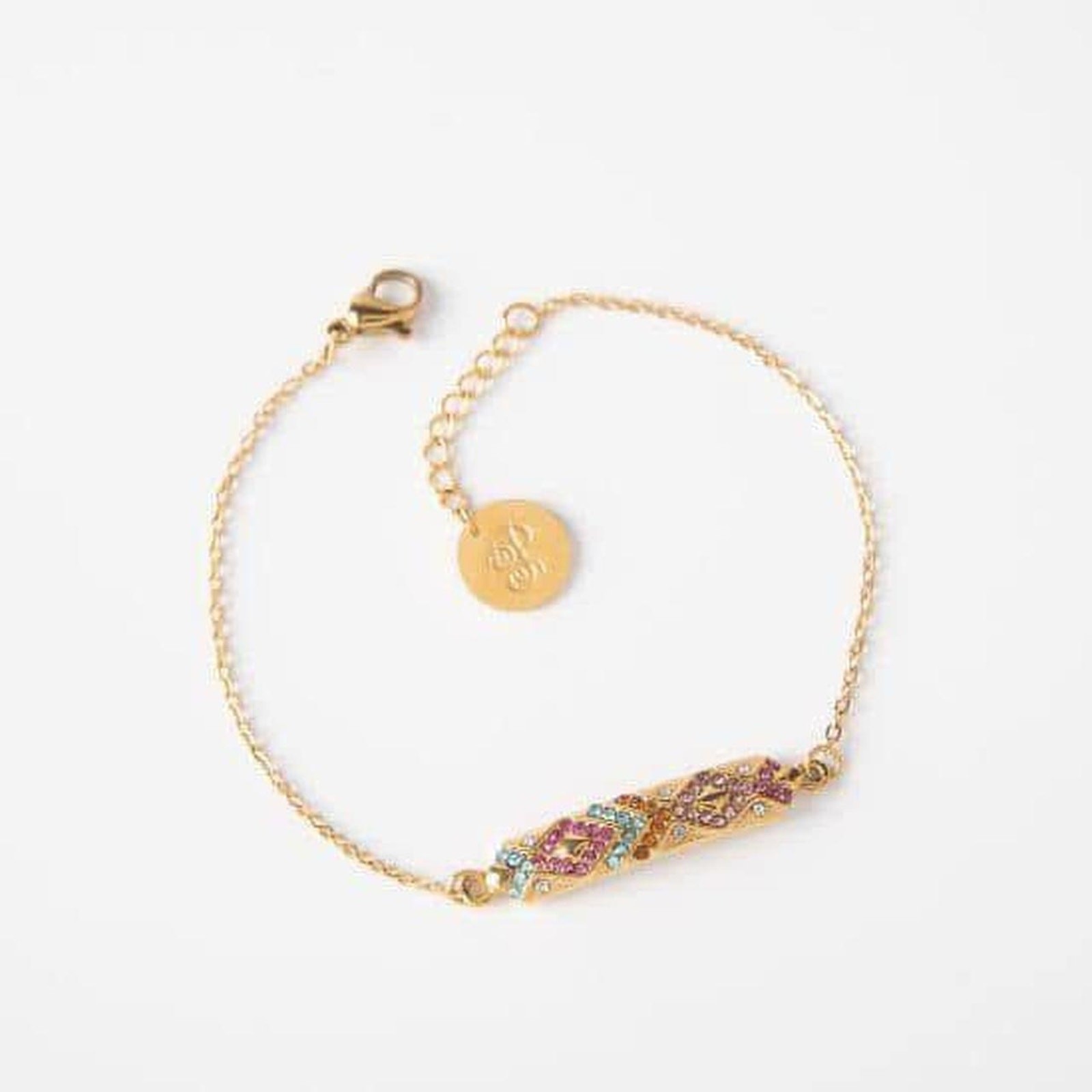 Gold multi coloured bar bracelet