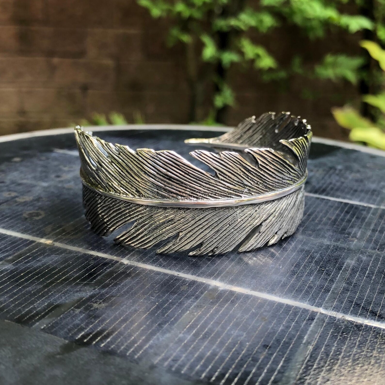 Handcrafted 925 Sterling Silver Bird Feather Tribe Eagle Cuff Bracelet