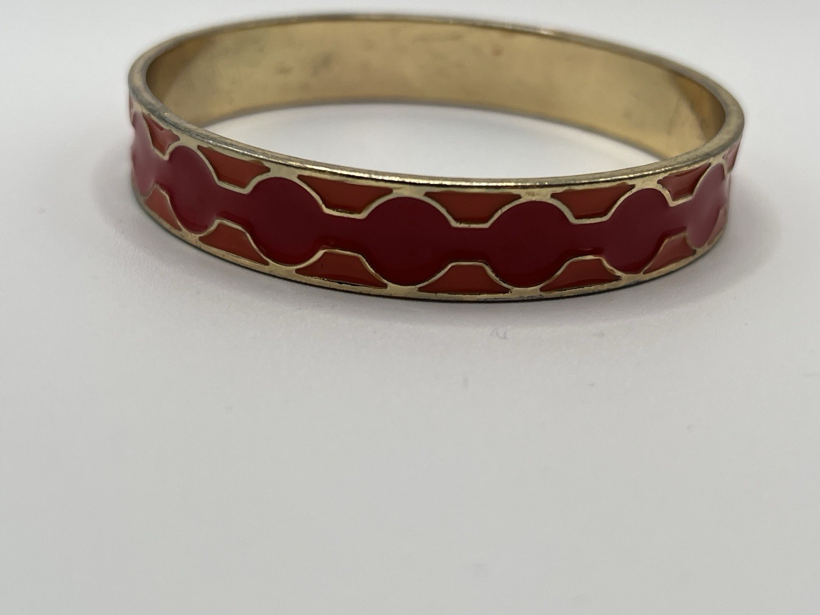 2 Orange And Gold Metal Bangle 90s Bracelets, Enameled, Vintage , Nice Condition