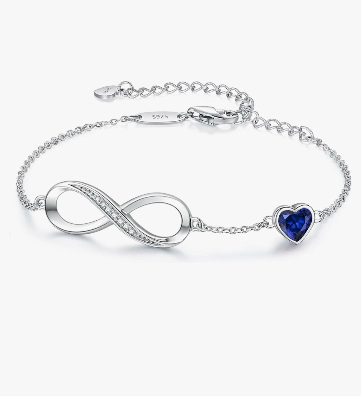 CDE Valentines Day Gift Infinity Heart Birthstone Charm Link Bracelet for Wom…