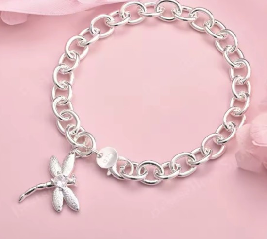 925 Sterling Silver Dragonfly Gift Bracelet for Women – Zircon Pendant Jewelry