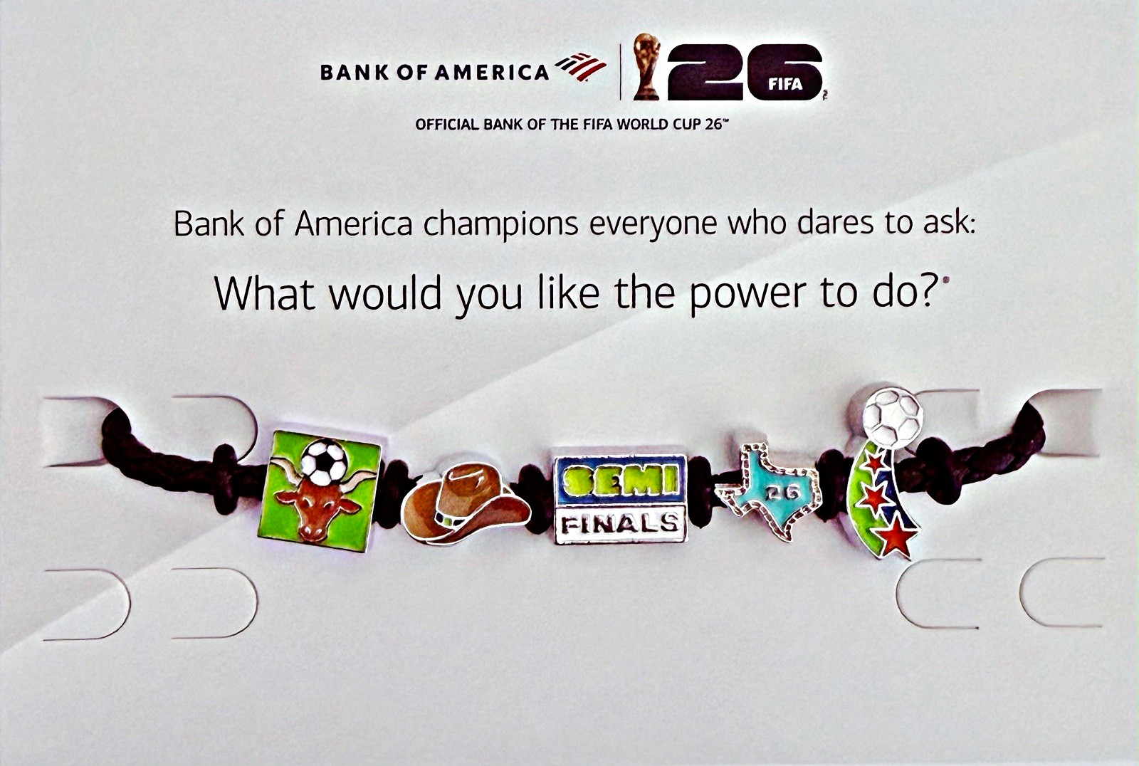 FIFA World Cup 26 Black Cord Charm Bracelet Charms SEMI FINAL & Dallas Texas