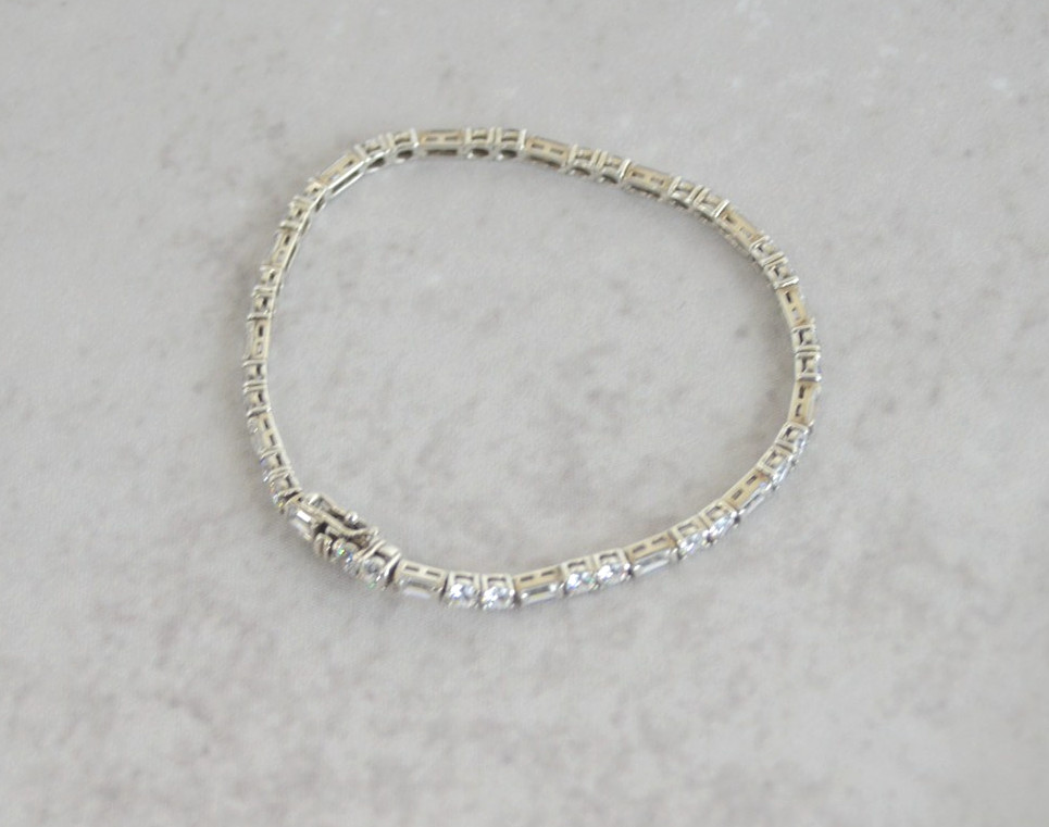 QVC Diamonique Sterling Silver Tennis Bracelet Jewelry S 925 DQ CZ Korea