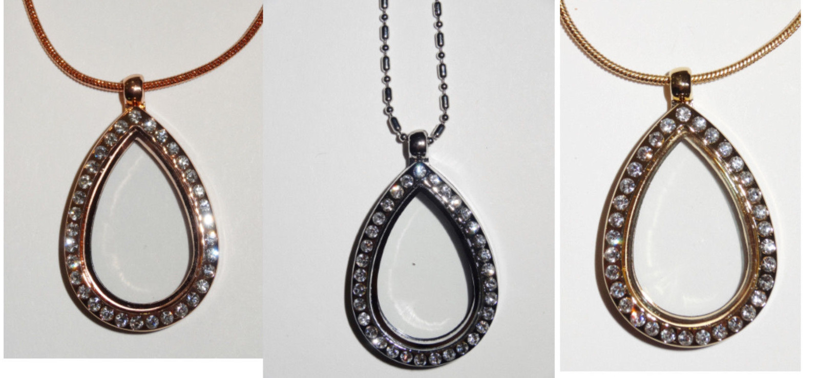 Teardrop Floating Charm Locket with Chain yes Fit Origami Owl Floating Charm