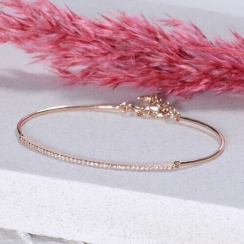 Gorgeous Bangle Bracelet 1Ct Round Cut Simulated Diamond In 14k Rose Gold Plated
