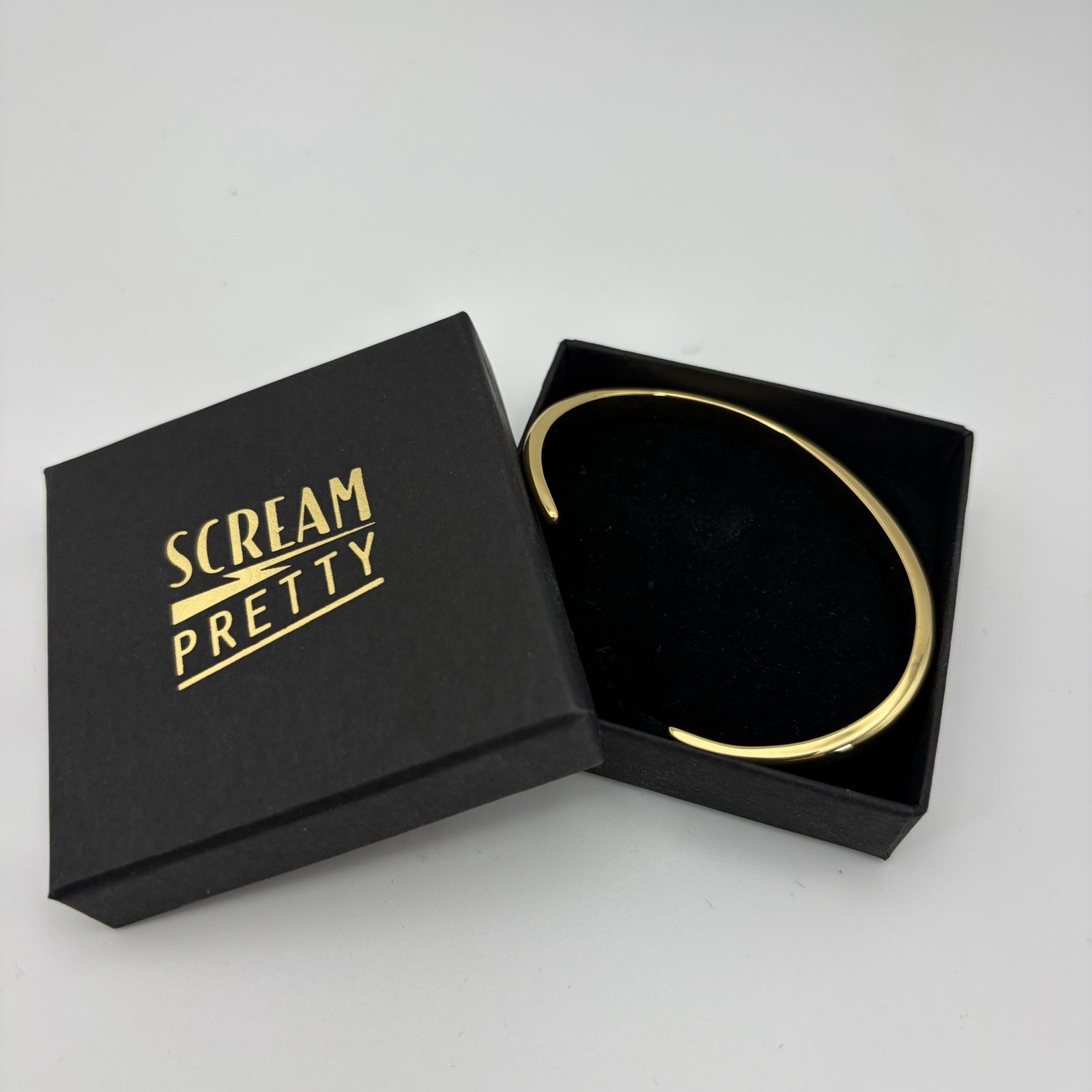 Scream Pretty Gold Open Claw Bangle 18ct Gold Plated Brass Bracelet New In Box