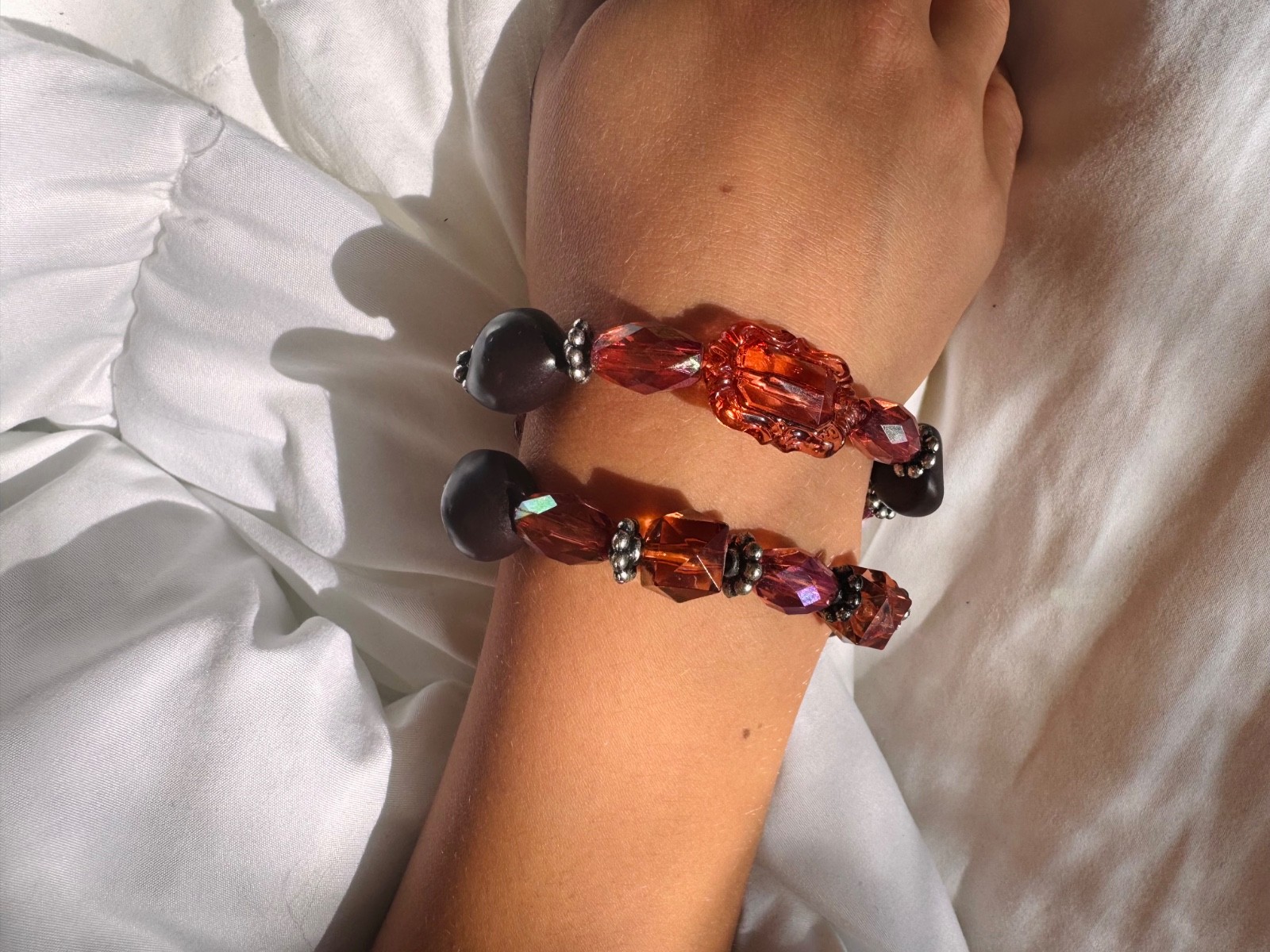 handmade, beaded set of 2 bracelets