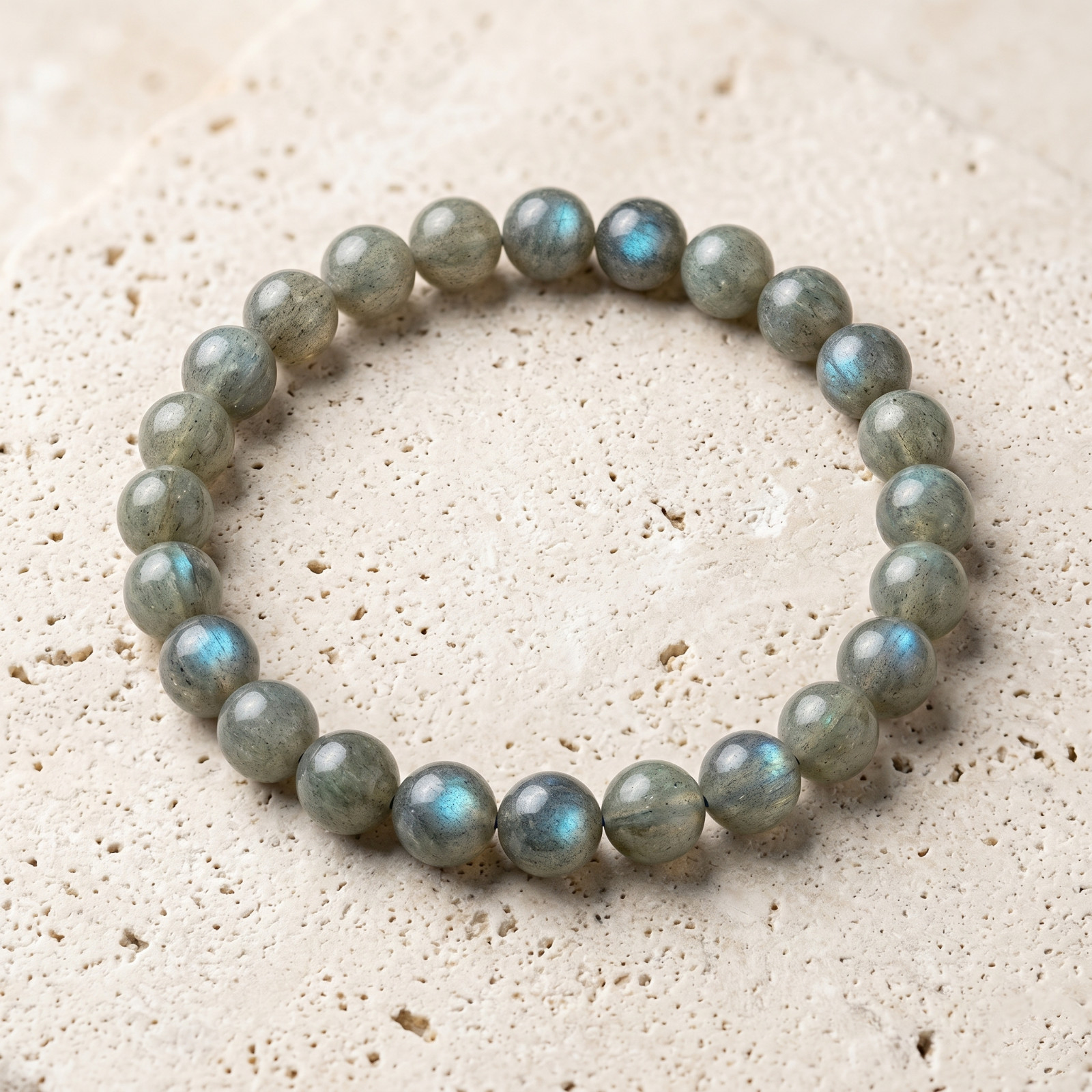 Natural Labradorite 8mm Stretch Beaded Bracelet Healing Crystal Boho Jewelry